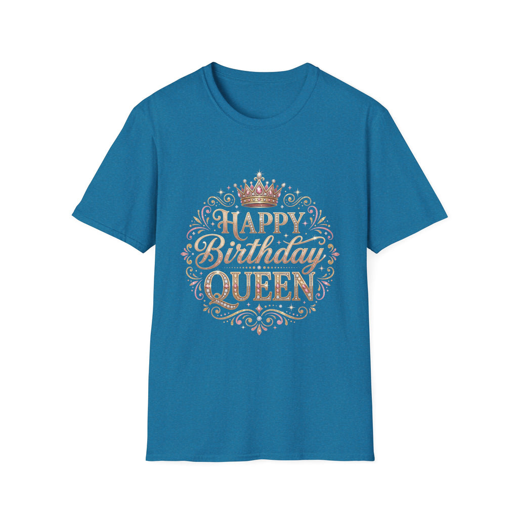 Happy Birthday Queen T-Shirt — Decorative Crown Birthday Tee for Women