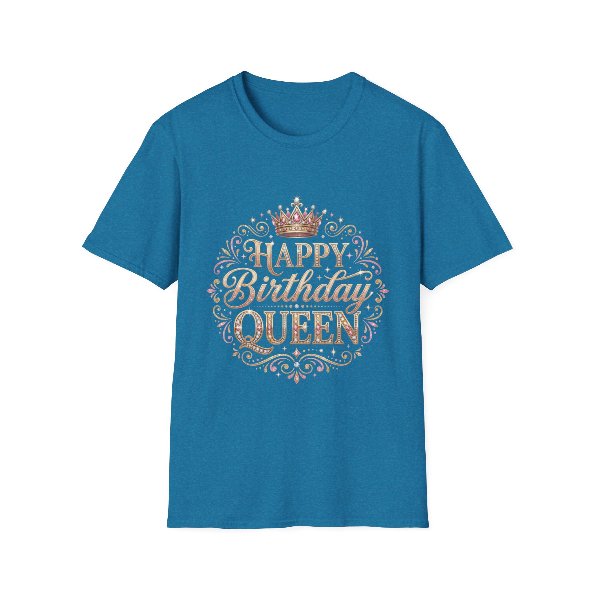 Happy Birthday Queen T-Shirt — Decorative Crown Birthday Tee for Women