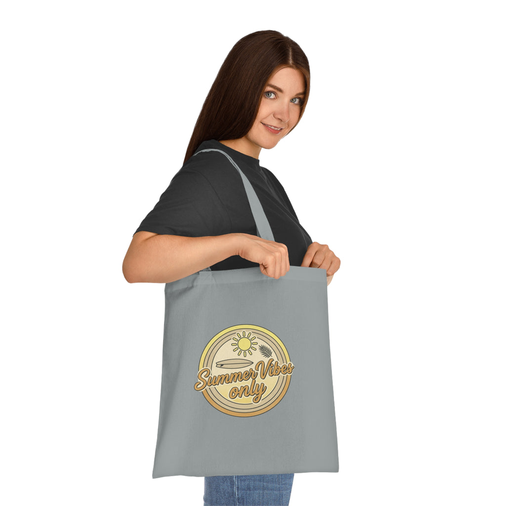 Summer Vibes Only Cotton Tote Bag — Retro Beach Graphic Eco Market Tote