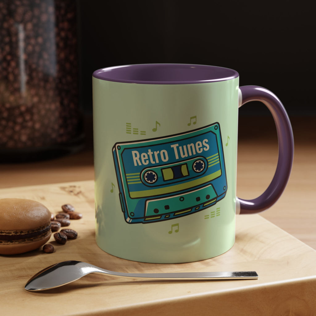 Retro Tunes Accent Coffee Mug — Cassette Tape Music Lovers Gift (11/15oz)