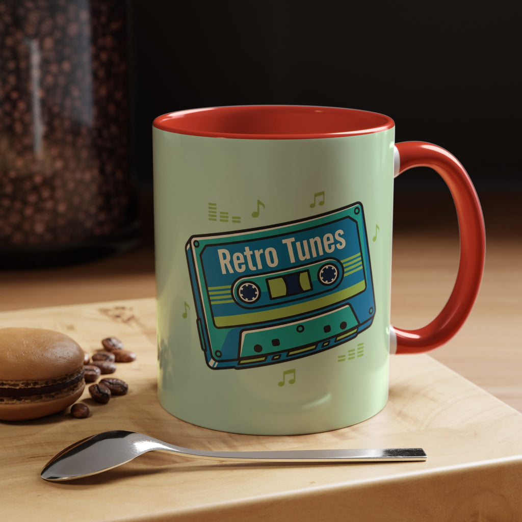 Retro Tunes Accent Coffee Mug — Cassette Tape Music Lovers Gift (11/15oz)