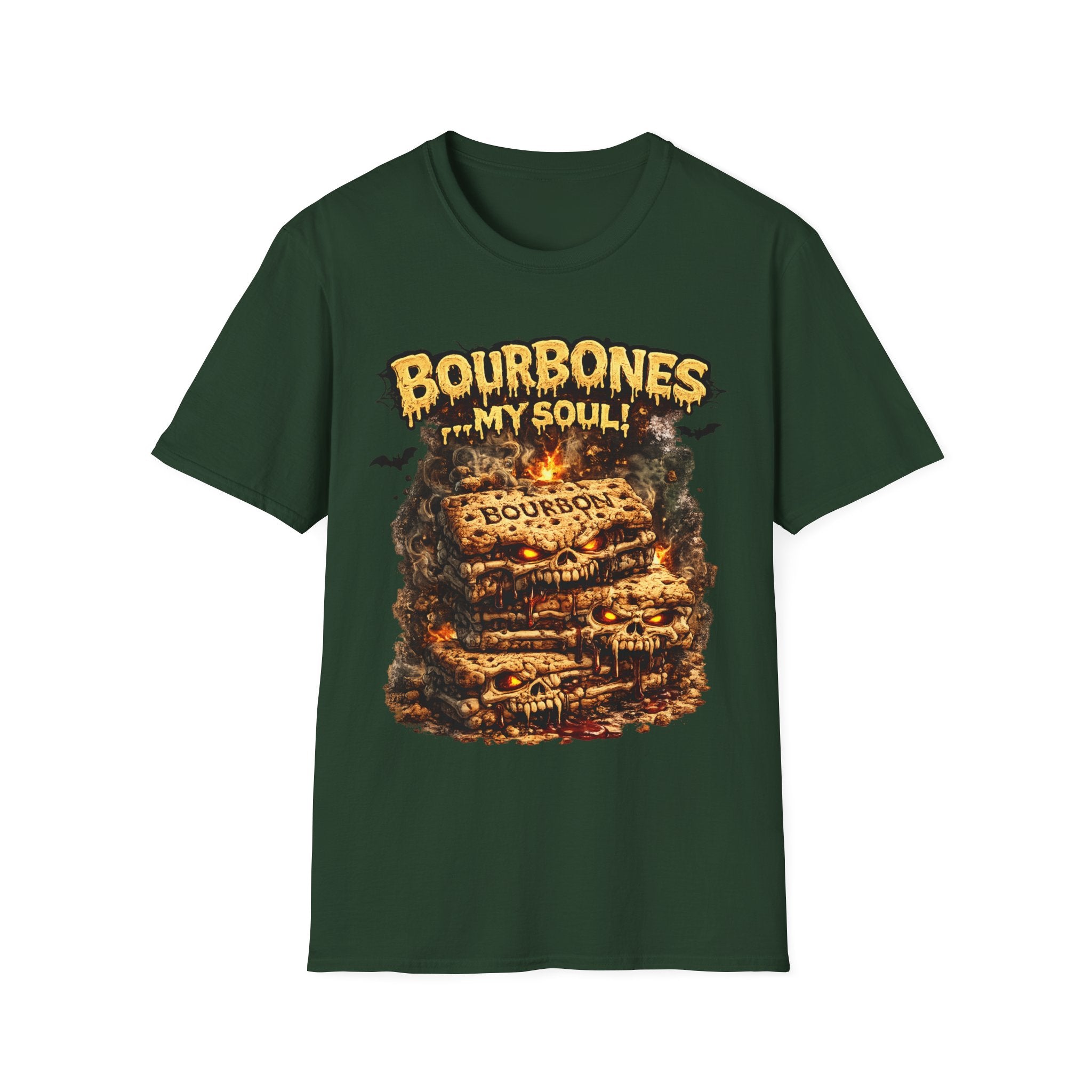 Bourbones My Soul T‑Shirt — Vintage Whiskey Skull Graphic Tee