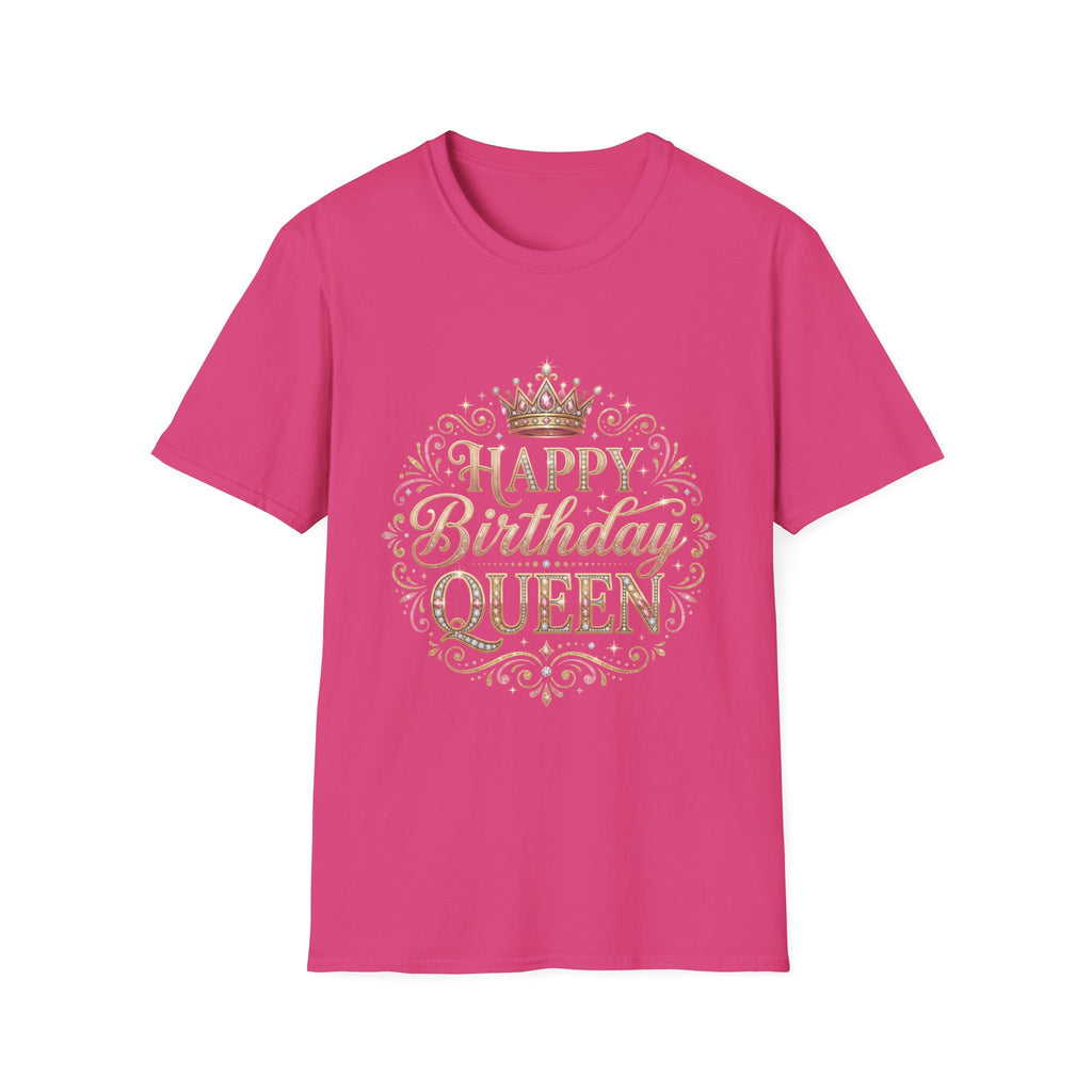 Happy Birthday Queen T-Shirt — Decorative Crown Birthday Tee for Women