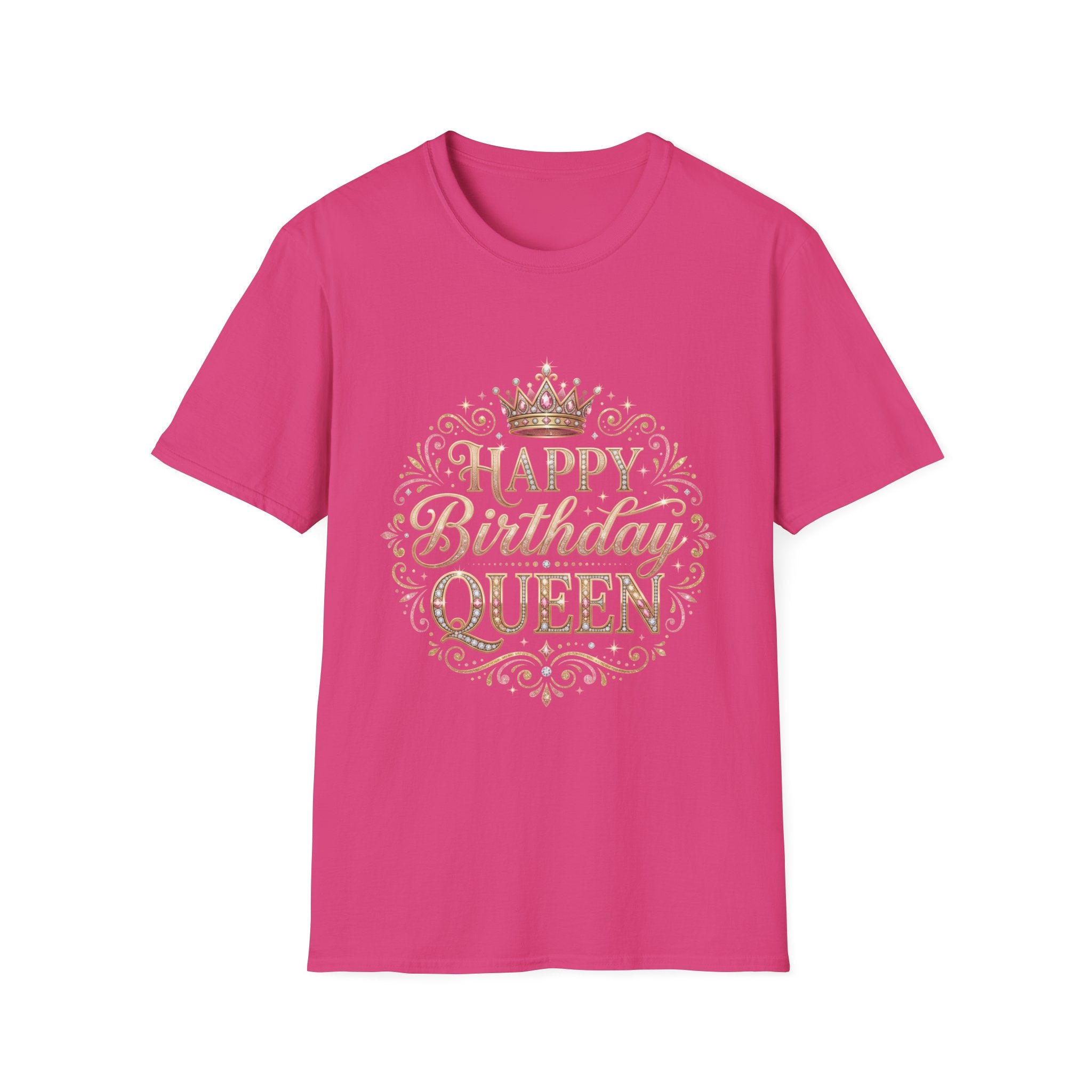 Happy Birthday Queen T-Shirt — Decorative Crown Birthday Tee for Women