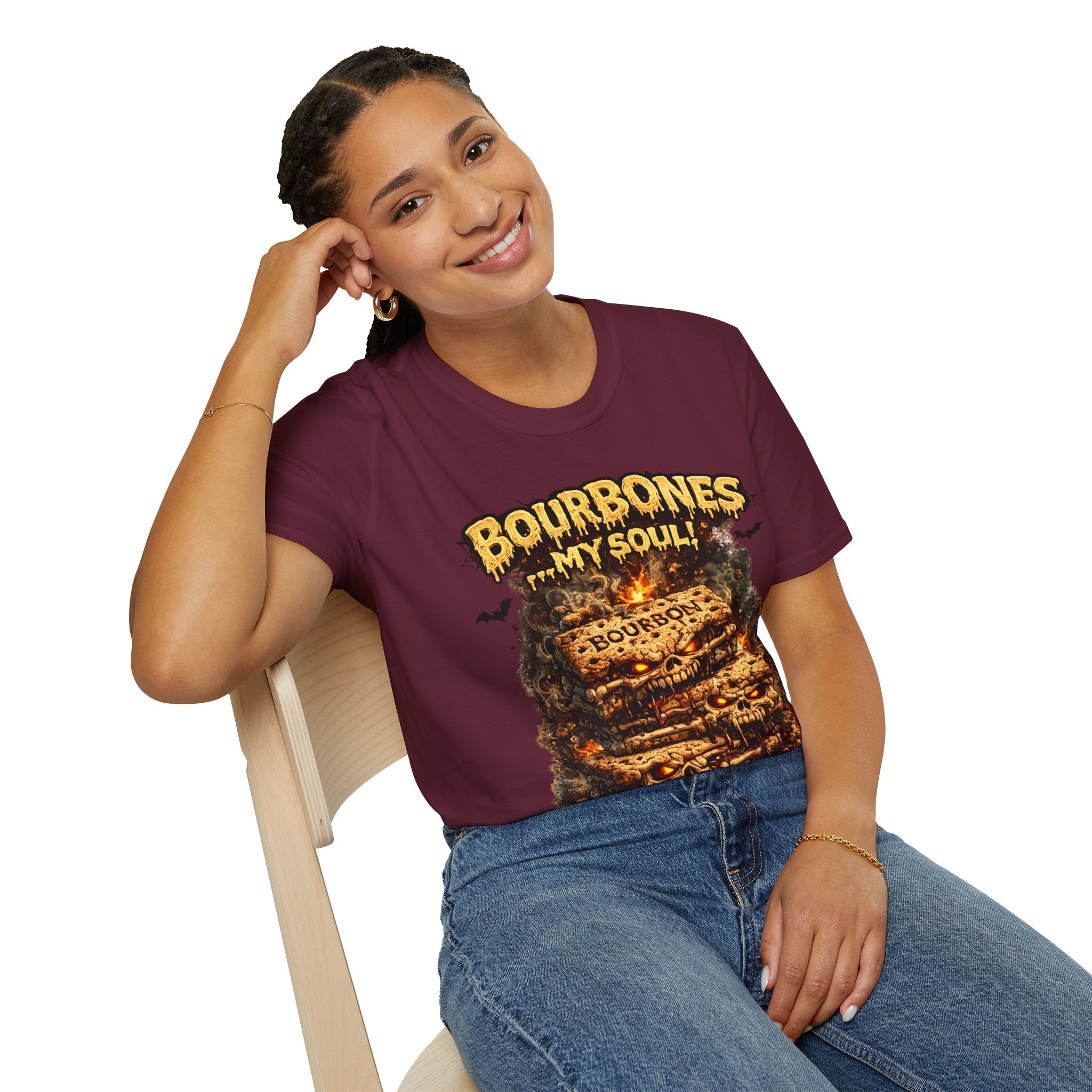 Bourbones My Soul T‑Shirt — Vintage Whiskey Skull Graphic Tee