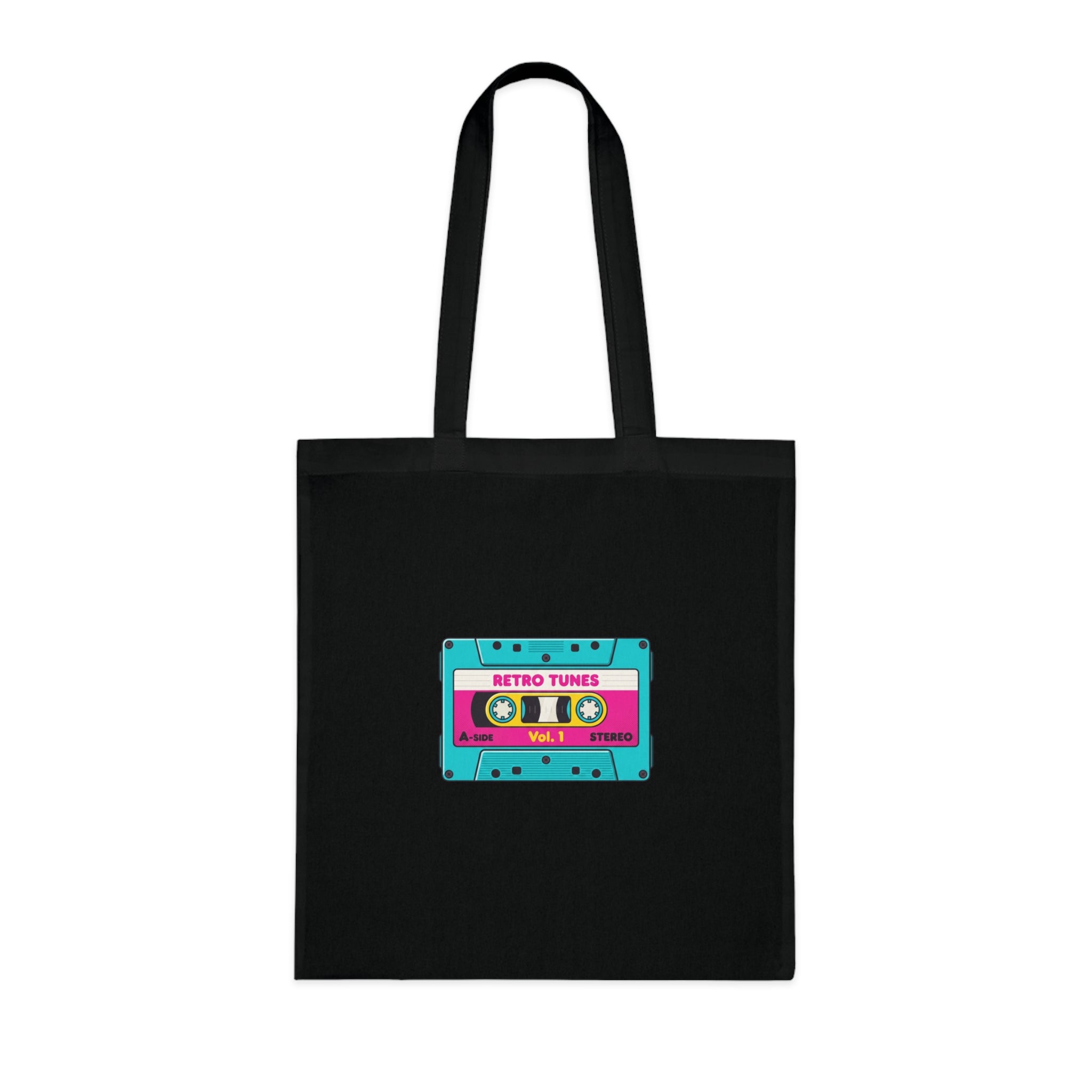 Retro Cassette Tote Bag — 'Retro Tunes' Cotton Grocery & Music Festival Tote