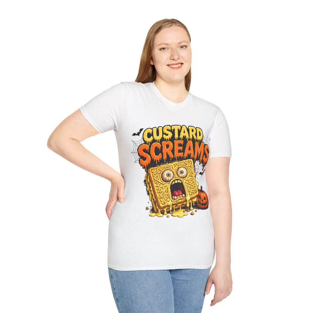 Custard Screams Halloween T-Shirt — Spooky Dessert Graphic Tee