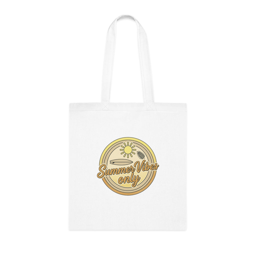 Summer Vibes Only Cotton Tote Bag — Retro Beach Graphic Eco Market Tote