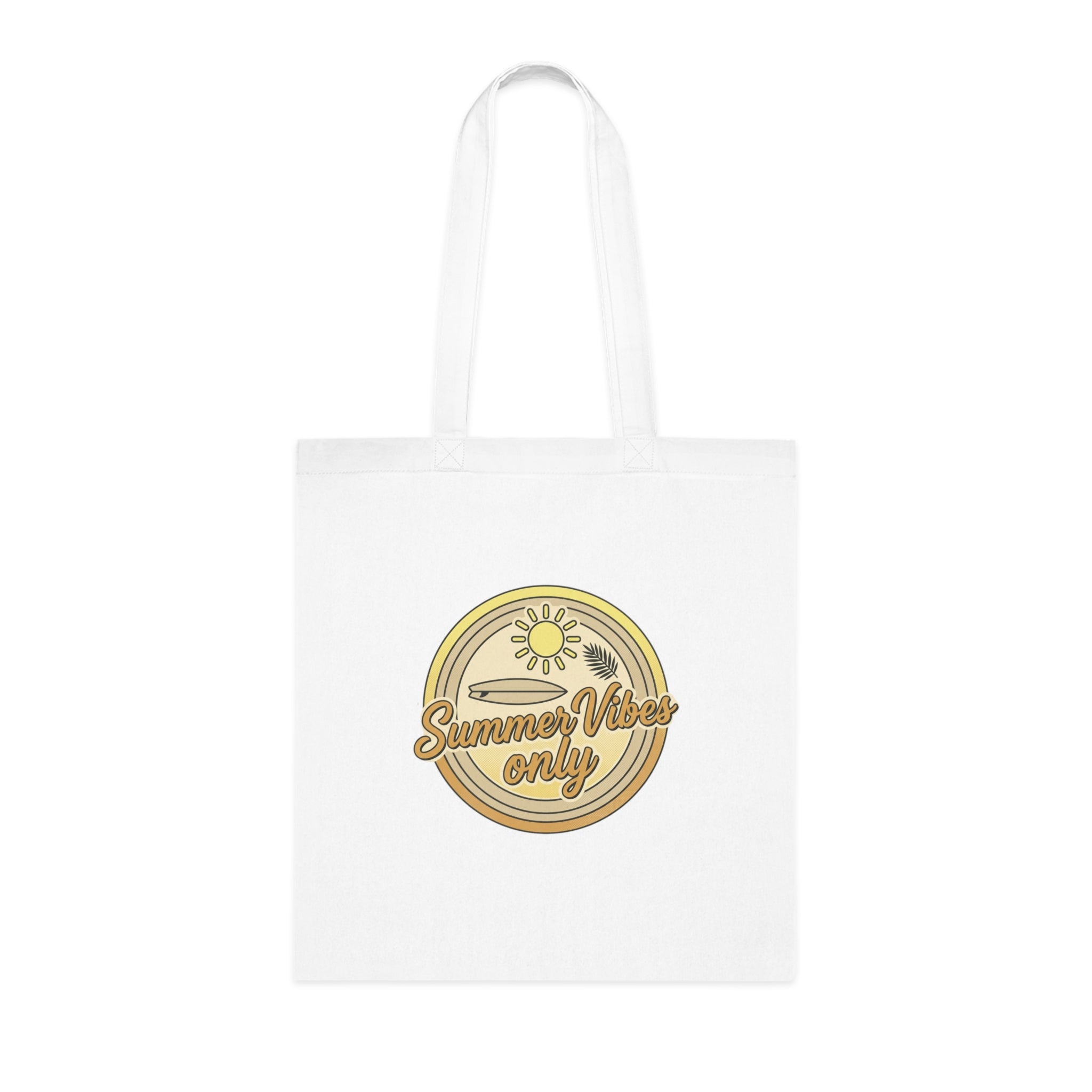 Summer Vibes Only Cotton Tote Bag — Retro Beach Graphic Eco Market Tote