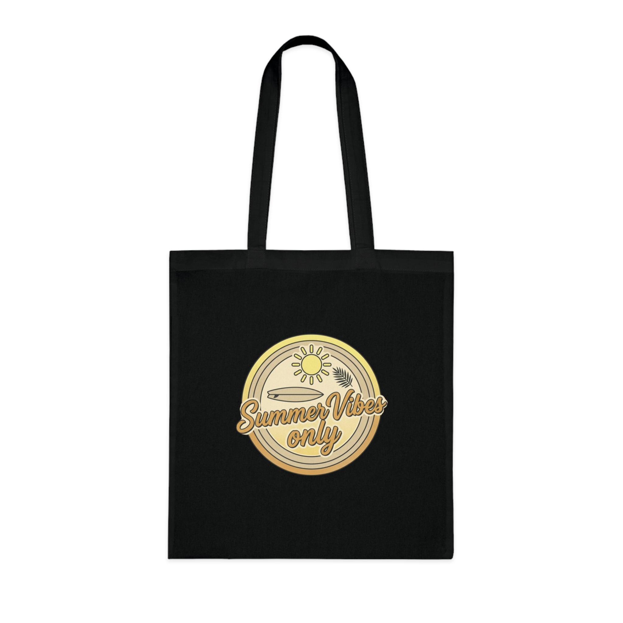 Summer Vibes Only Cotton Tote Bag — Retro Beach Graphic Eco Market Tote