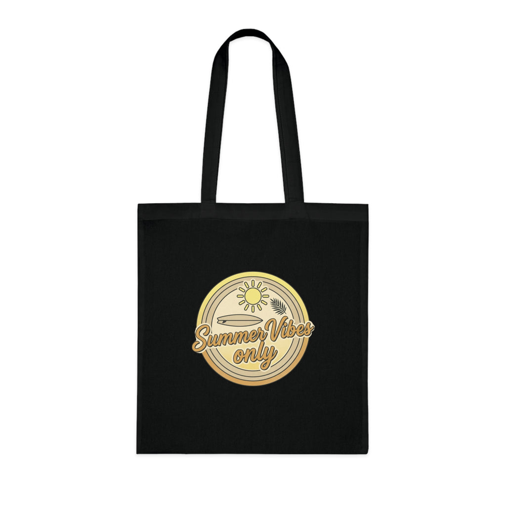 Summer Vibes Only Cotton Tote Bag — Retro Beach Graphic Eco Market Tote