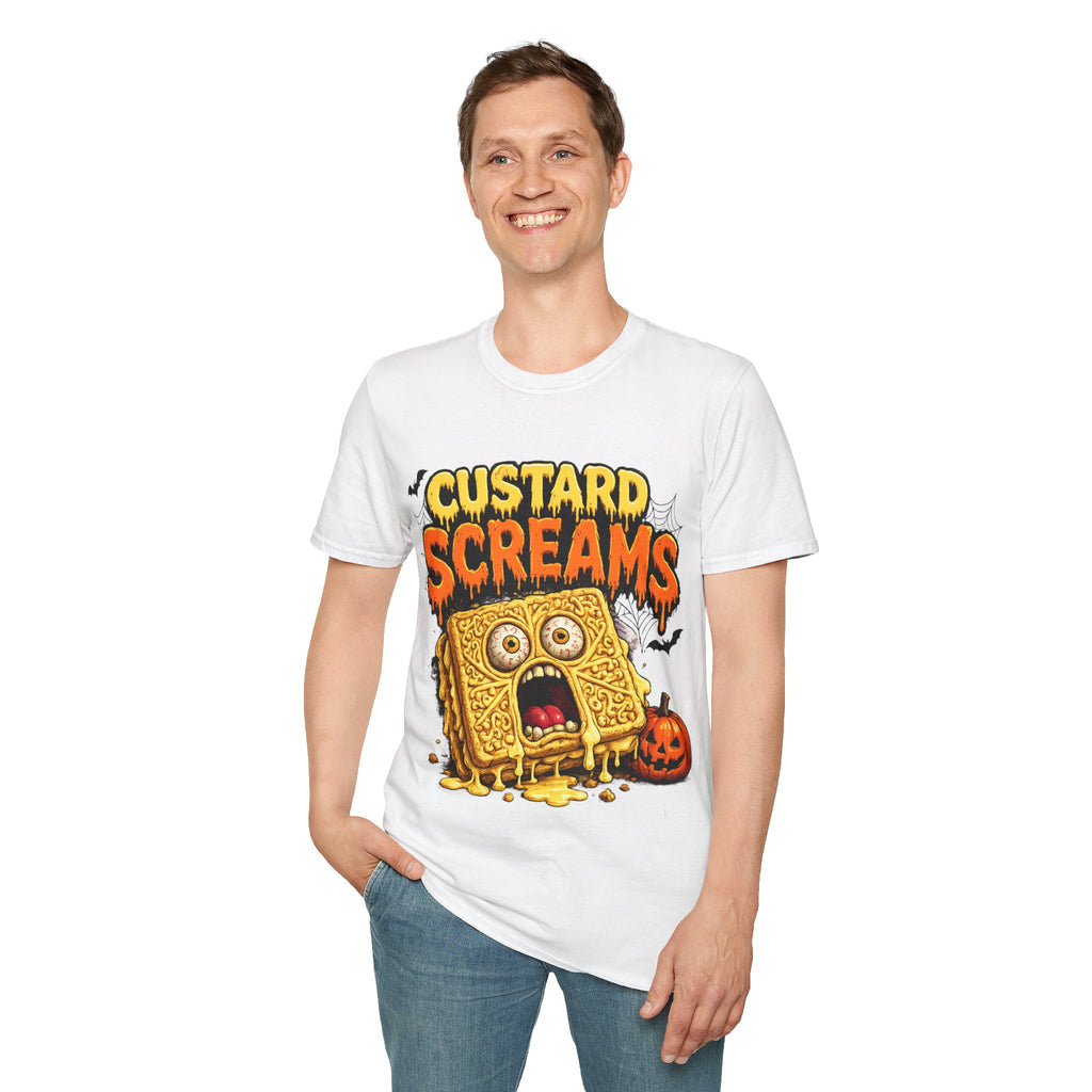 Custard Screams Halloween T-Shirt — Spooky Dessert Graphic Tee