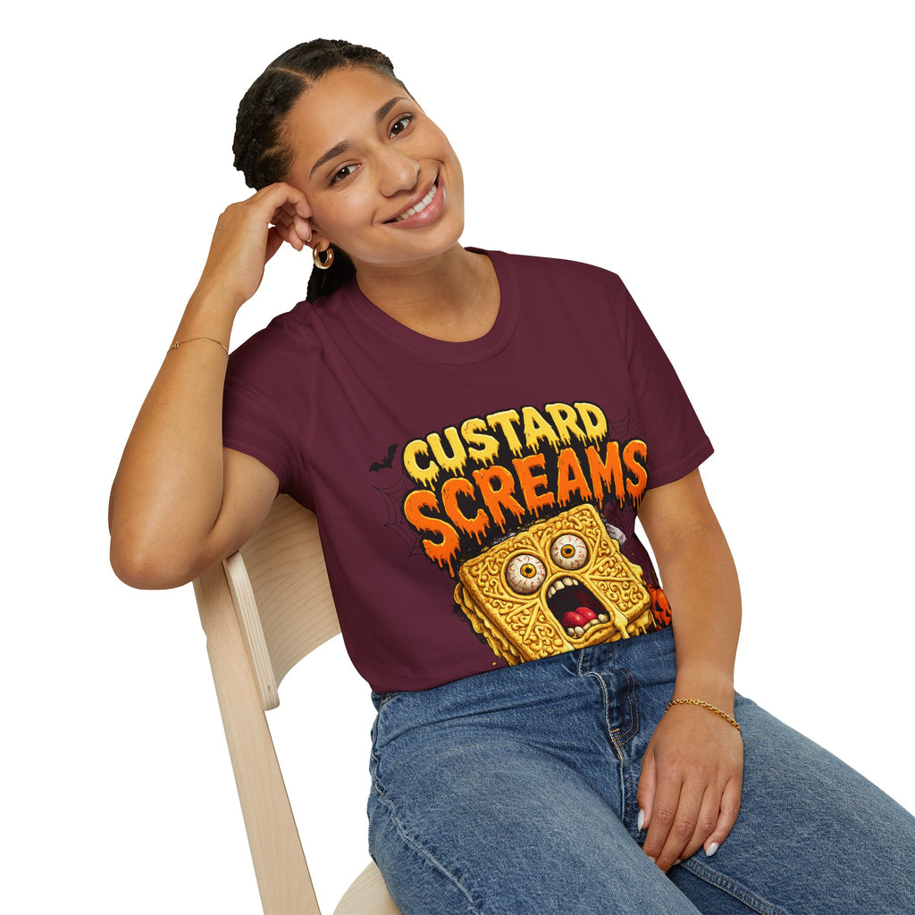 Custard Screams Halloween T-Shirt — Spooky Dessert Graphic Tee