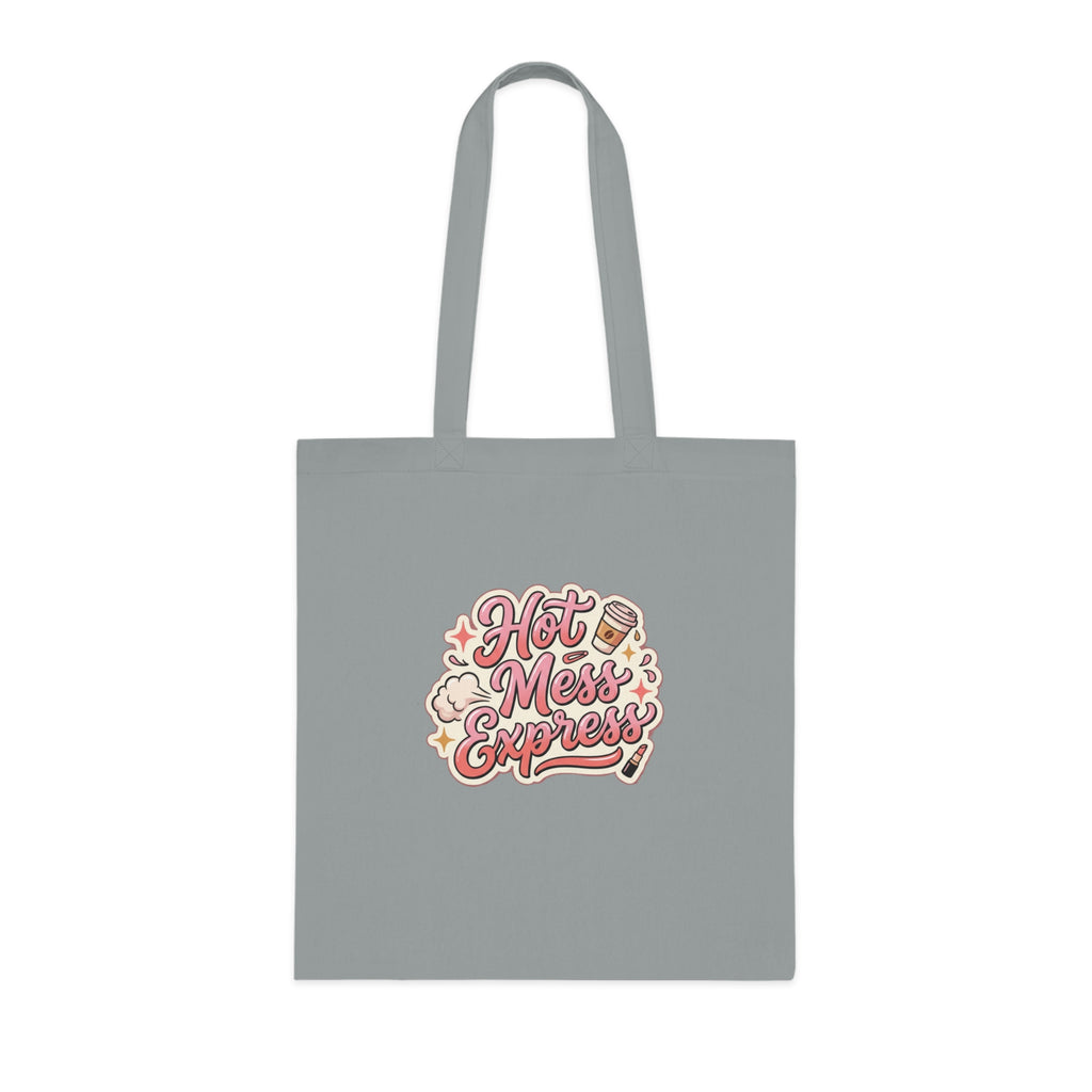 Hot Mess Express Cotton Tote — Funny Retro Coffee & Makeup Graphic Tote Bag