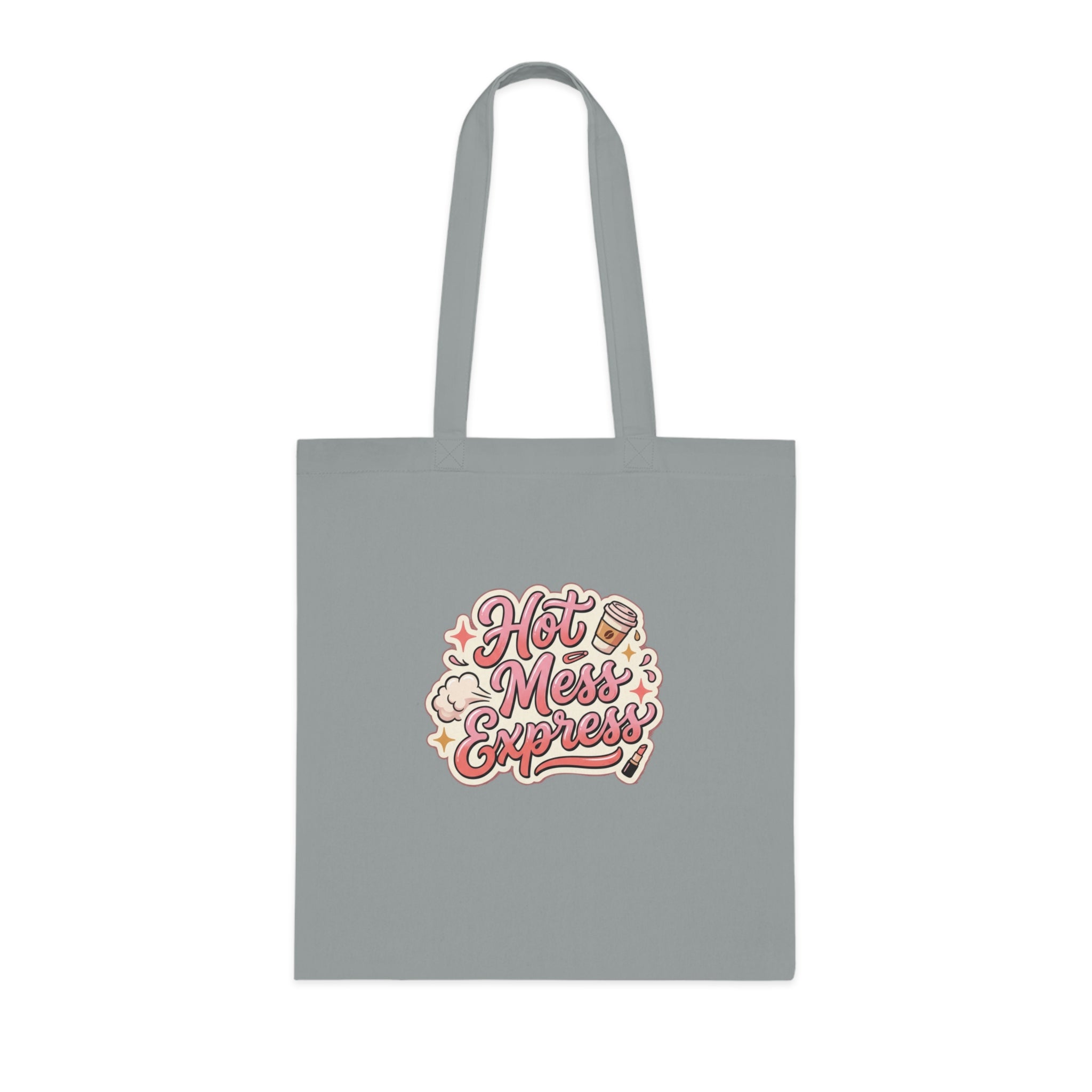 Hot Mess Express Cotton Tote — Funny Retro Coffee & Makeup Graphic Tote Bag