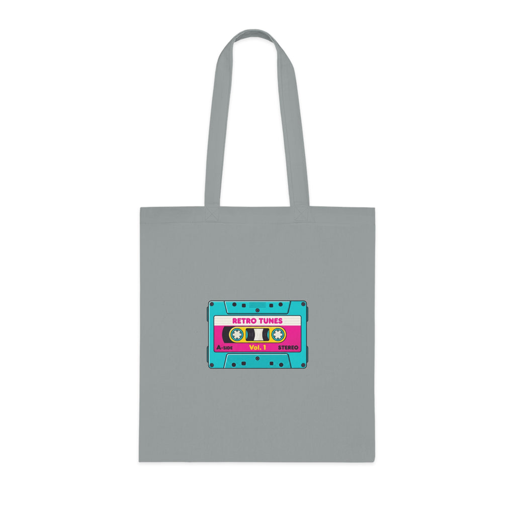 Retro Cassette Tote Bag — 'Retro Tunes' Cotton Grocery & Music Festival Tote