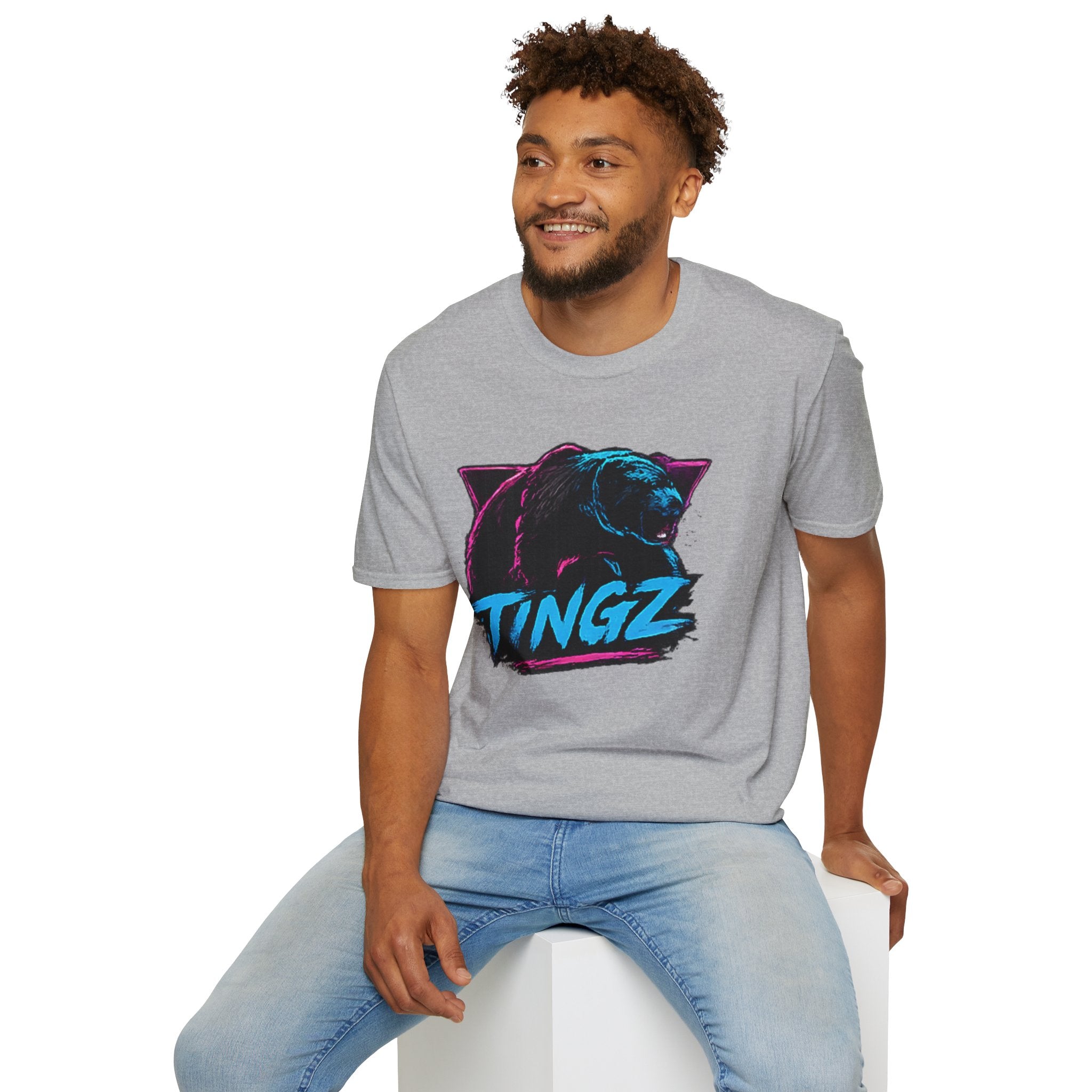 Bear TINGZ Graphic T-Shirt —  Retro Neon Crew Tee