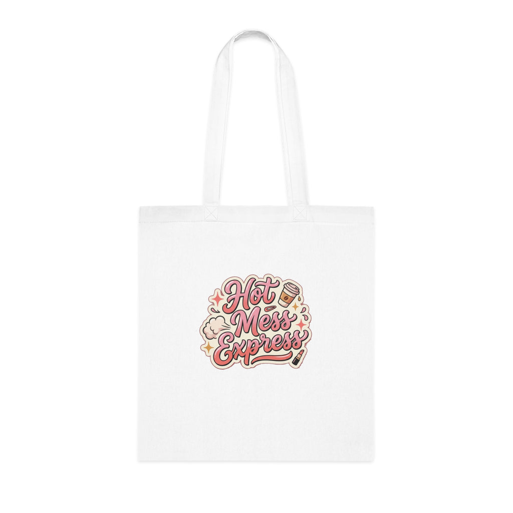 Hot Mess Express Cotton Tote — Funny Retro Coffee & Makeup Graphic Tote Bag