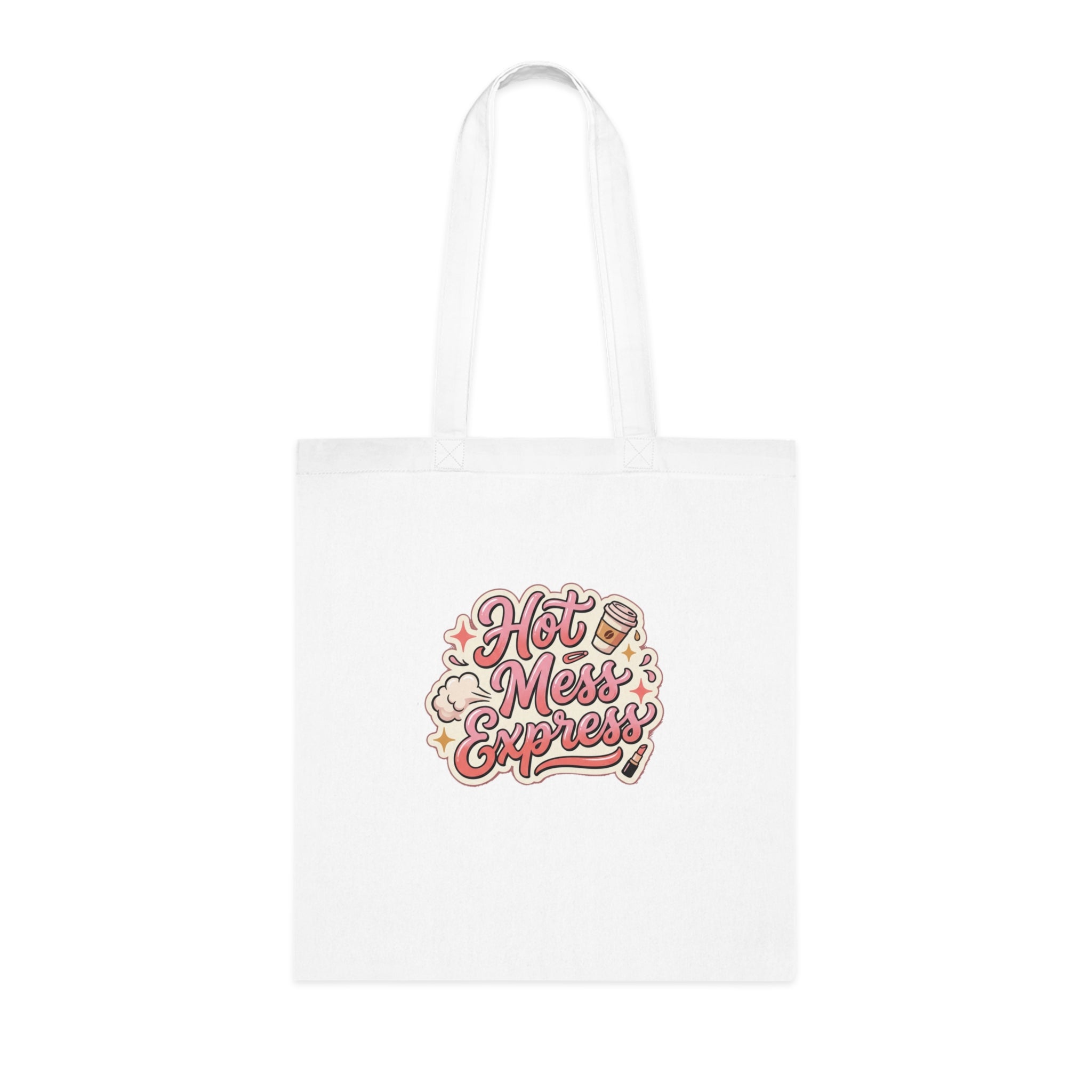 Hot Mess Express Cotton Tote — Funny Retro Coffee & Makeup Graphic Tote Bag