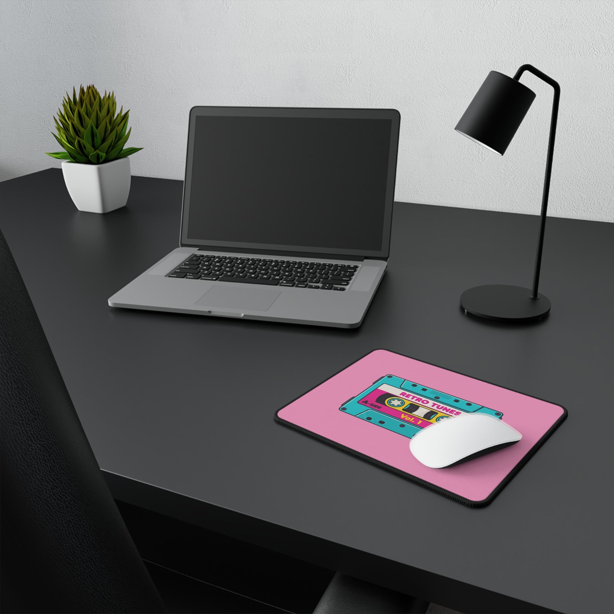 Pink  Retro Cassette Tape Non-Slip Gaming Mouse Pad | Vintage 80s Music Desk Mat