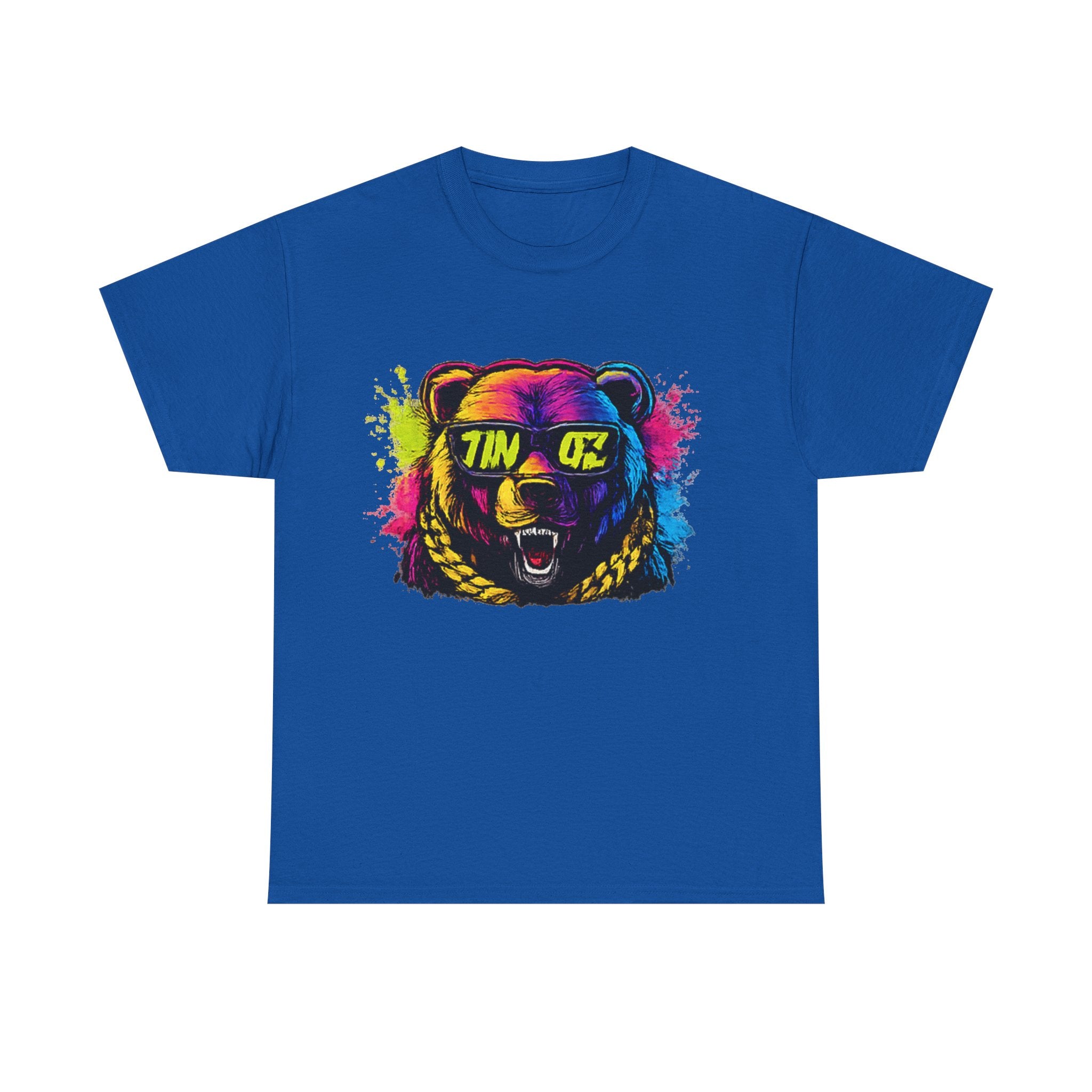 Bear Head Paint-Splash T-Shirt — Colorful Graphic Tee with 'TINGZ' Visor