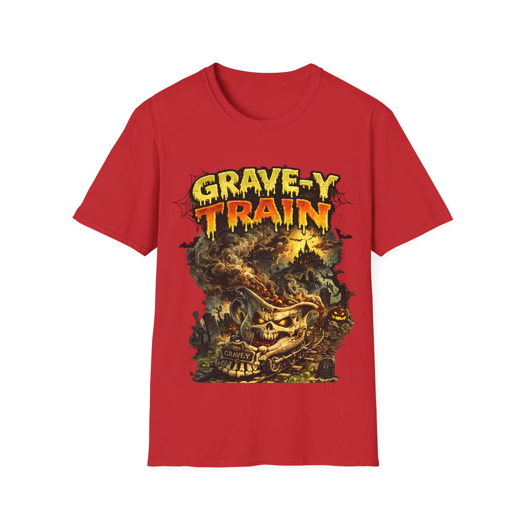 Grave-Y Train T-Shirt — Retro Horror Skull Graphic Tee