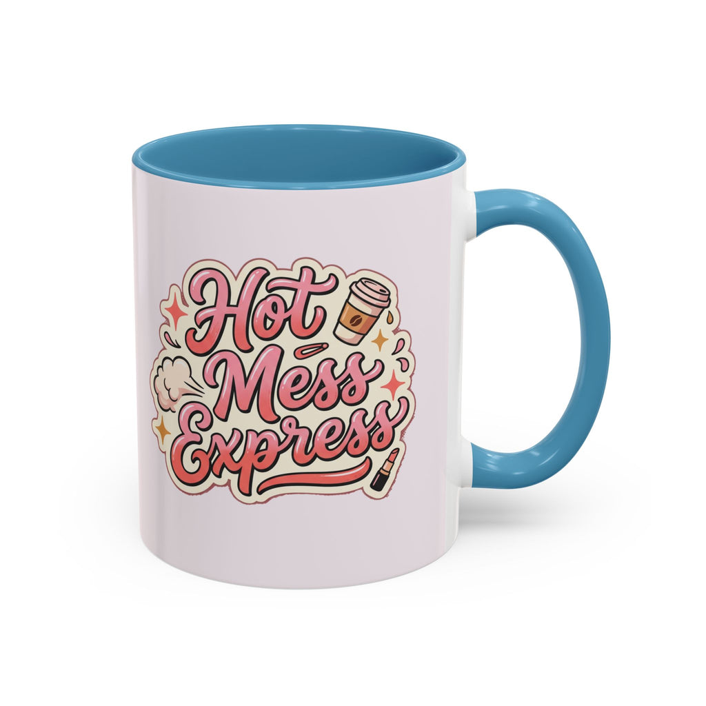 Hot Mess Express Coffee Mug — Funny Pink Accent Mug for Coffee Lovers