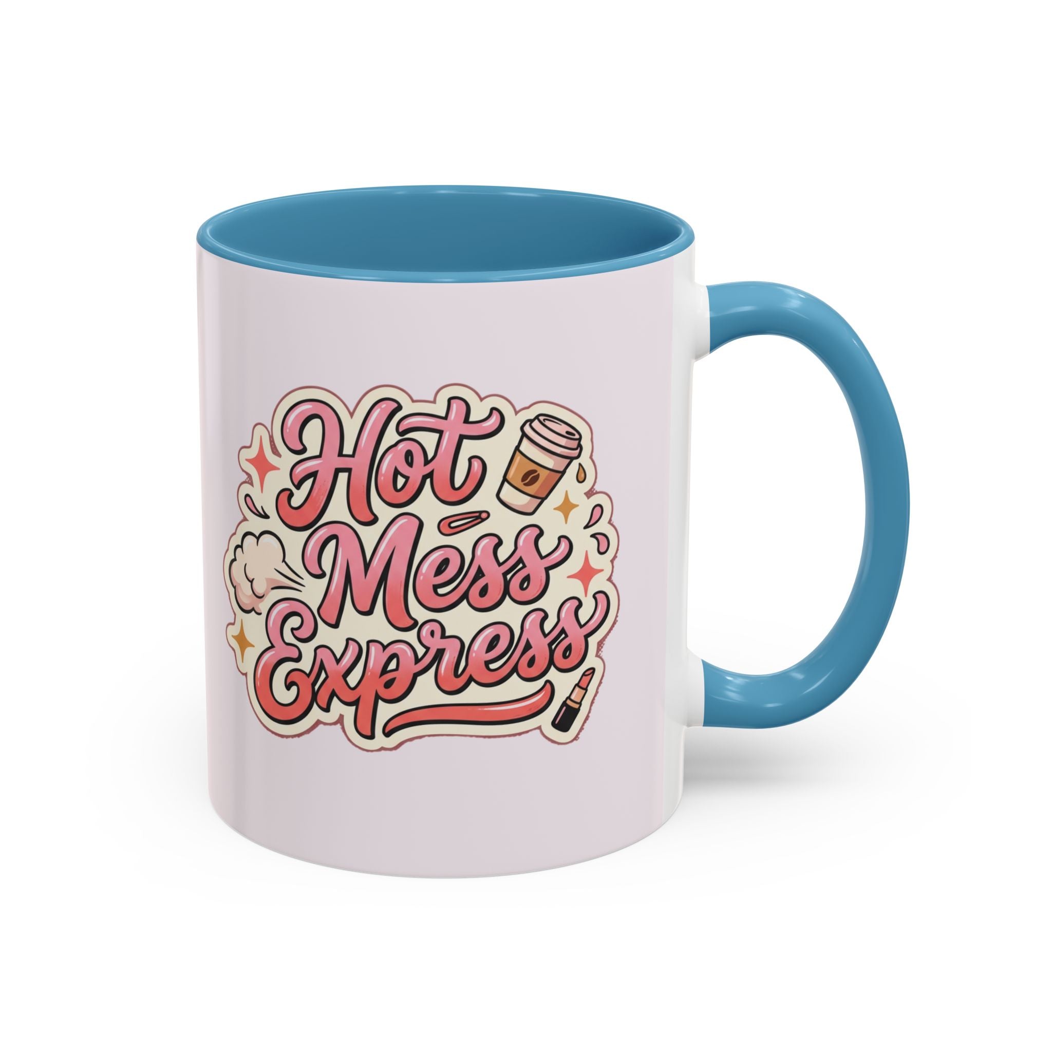 Hot Mess Express Coffee Mug — Funny Pink Accent Mug for Coffee Lovers