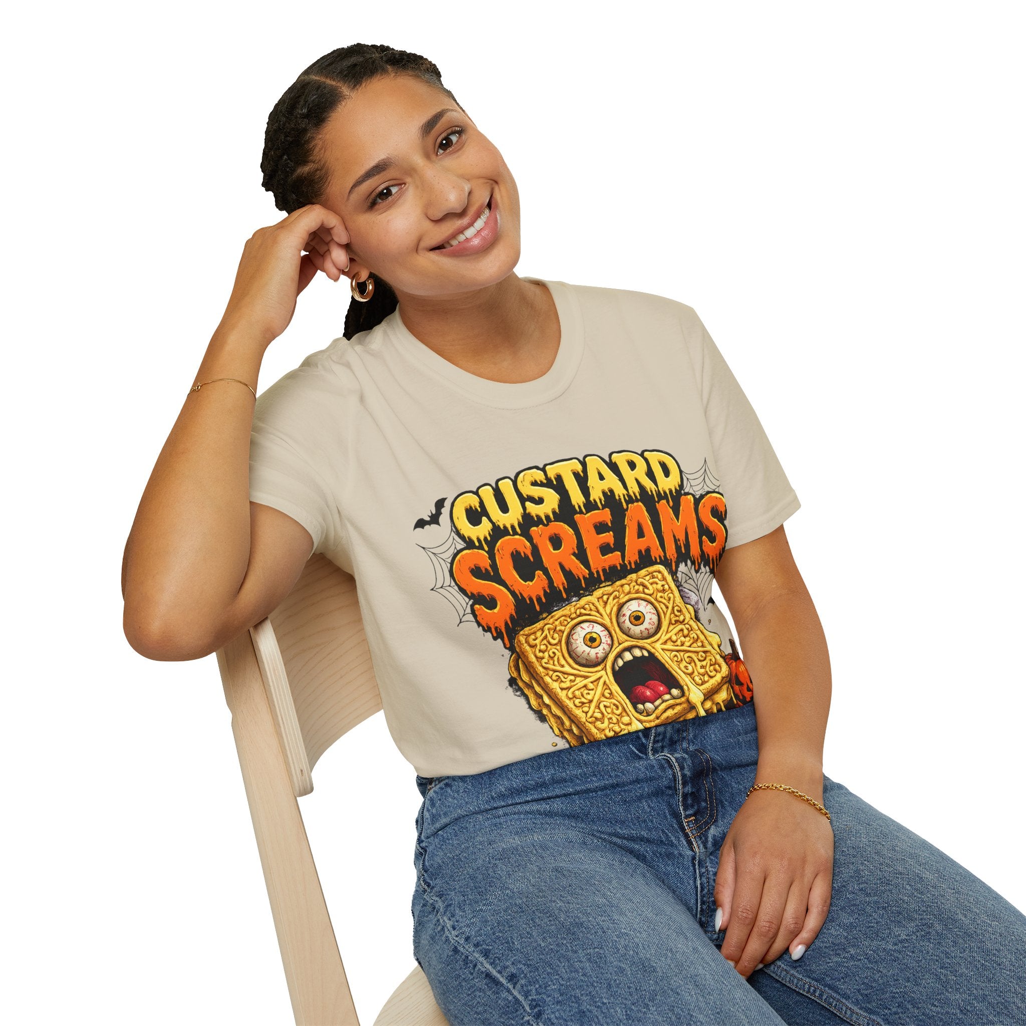 Custard Screams Halloween T-Shirt — Spooky Dessert Graphic Tee
