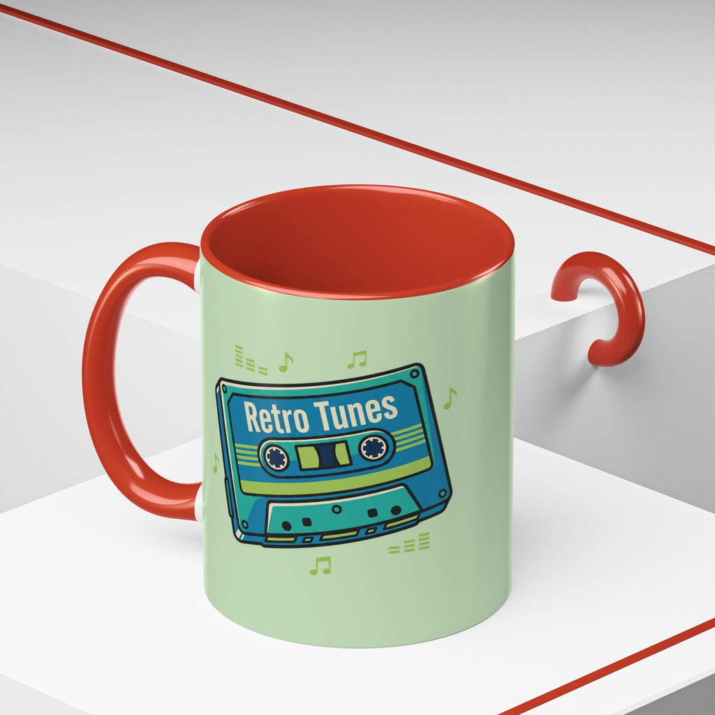 Retro Tunes Accent Coffee Mug — Cassette Tape Music Lovers Gift (11/15oz)