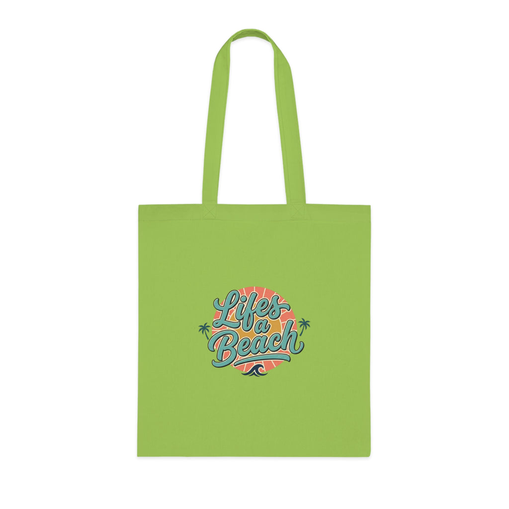 Life's a Beach Cotton Tote — Retro Surf Beach Bag with Palm Trees