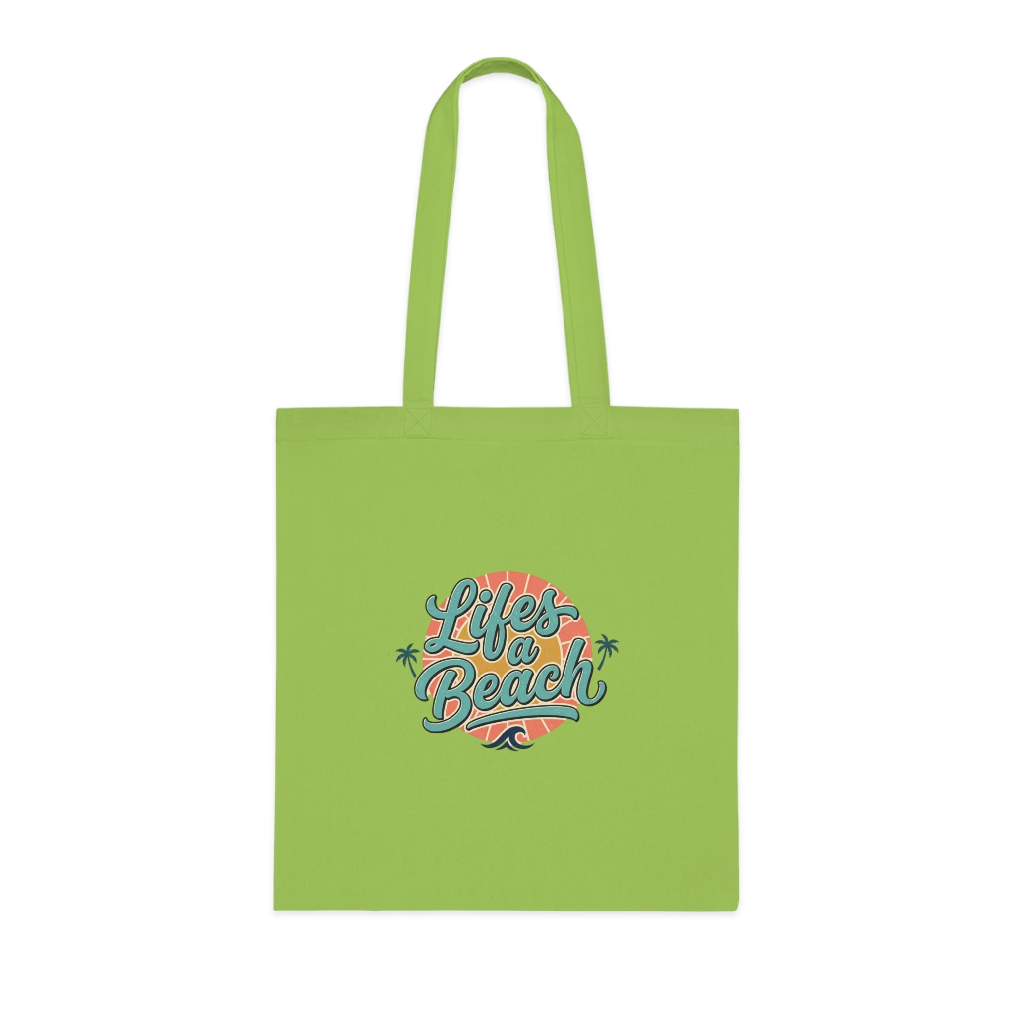 Life's a Beach Cotton Tote — Retro Surf Beach Bag with Palm Trees
