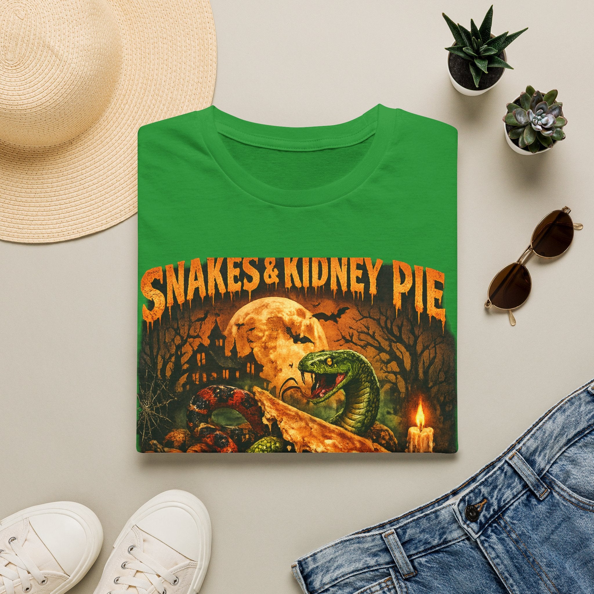Snakes & Kidney Pie Tee — Spooky Retro Halloween Graphic T-Shirt