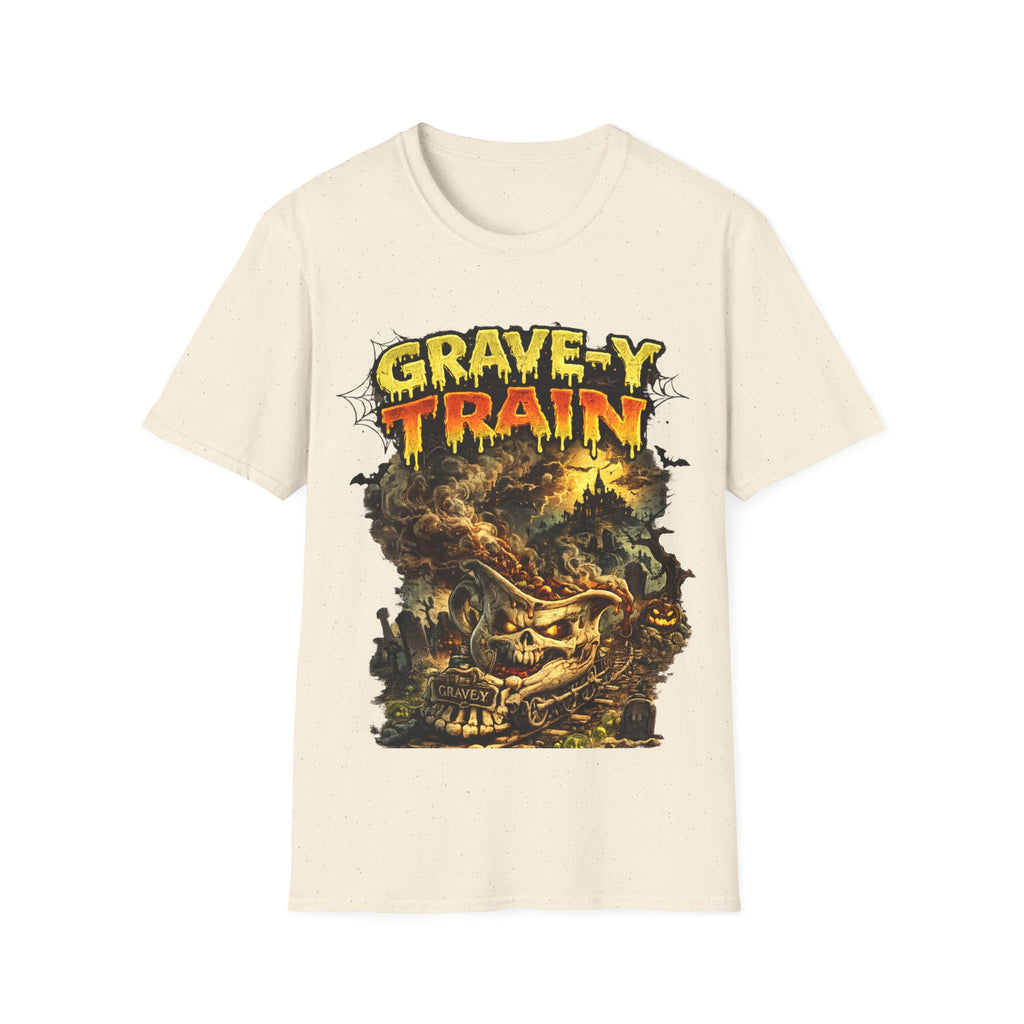 Grave-Y Train T-Shirt — Retro Horror Skull Graphic Tee