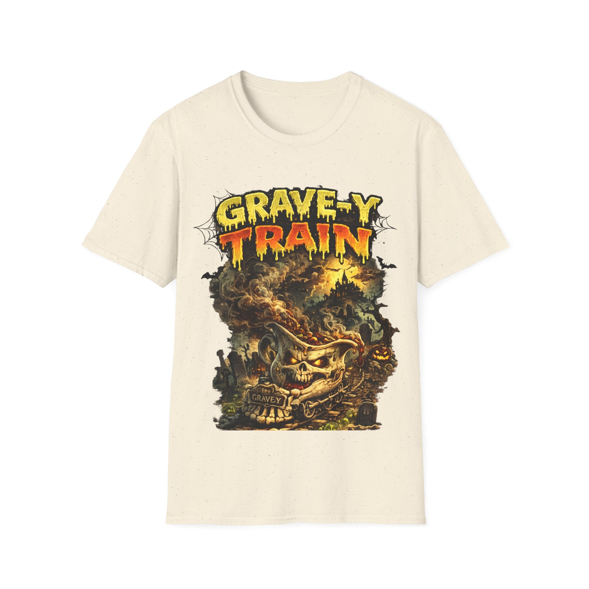 Grave-Y Train T-Shirt — Retro Horror Skull Graphic Tee