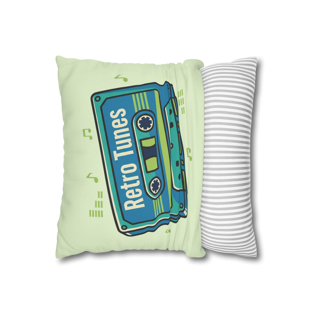 Retro Tunes Cassette Pillowcase — Square Poly Canvas Decorative Throw Pillow