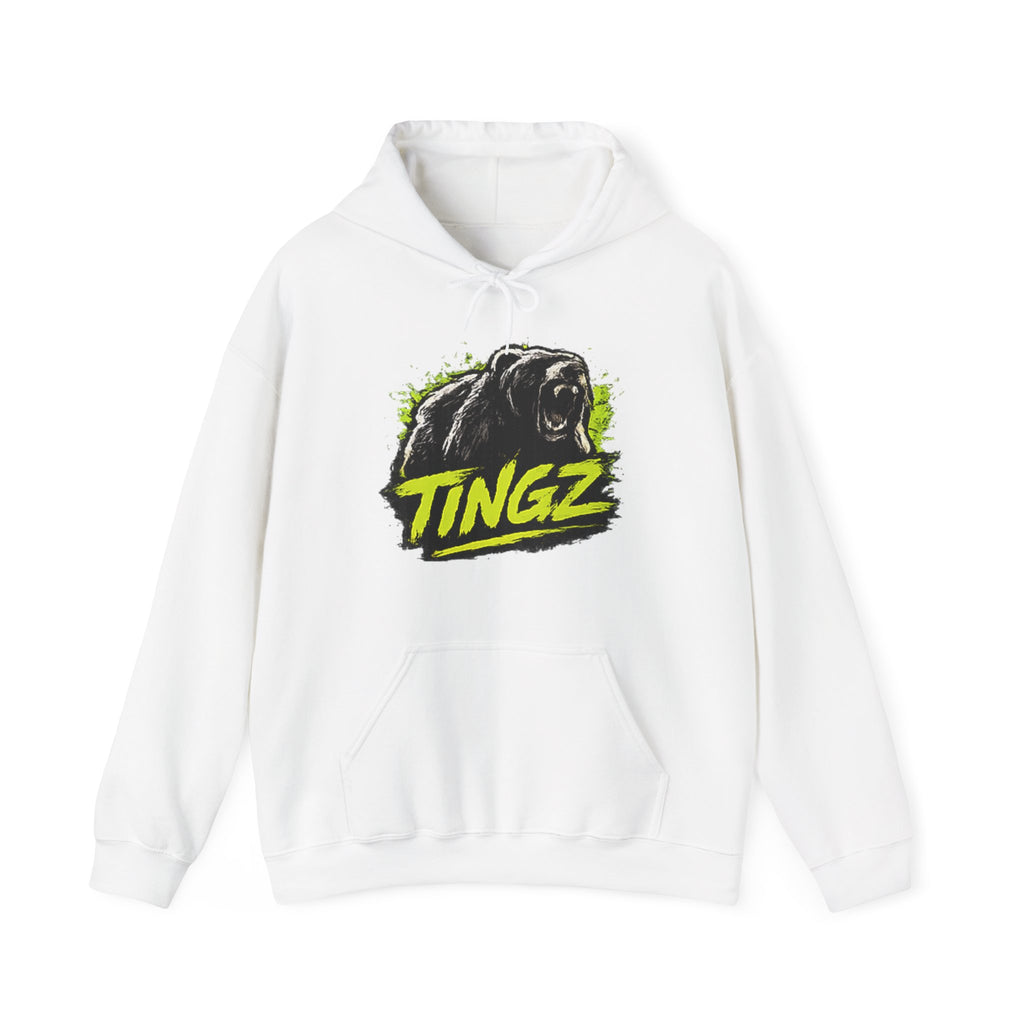 Bear Graphic Hoodie — 'TINGZ' Neon Logo Streetwear Hoodie