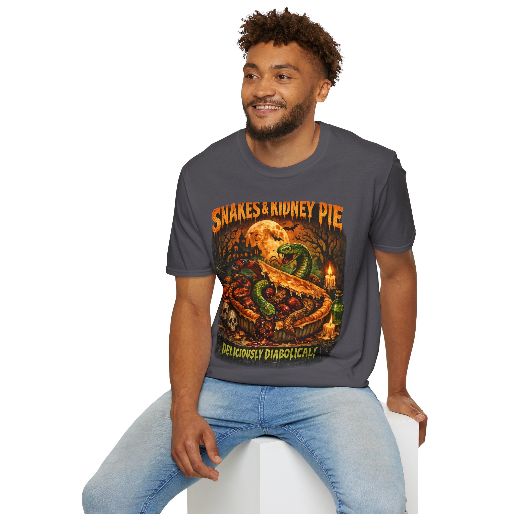 Snakes & Kidney Pie Tee — Spooky Retro Halloween Graphic T-Shirt