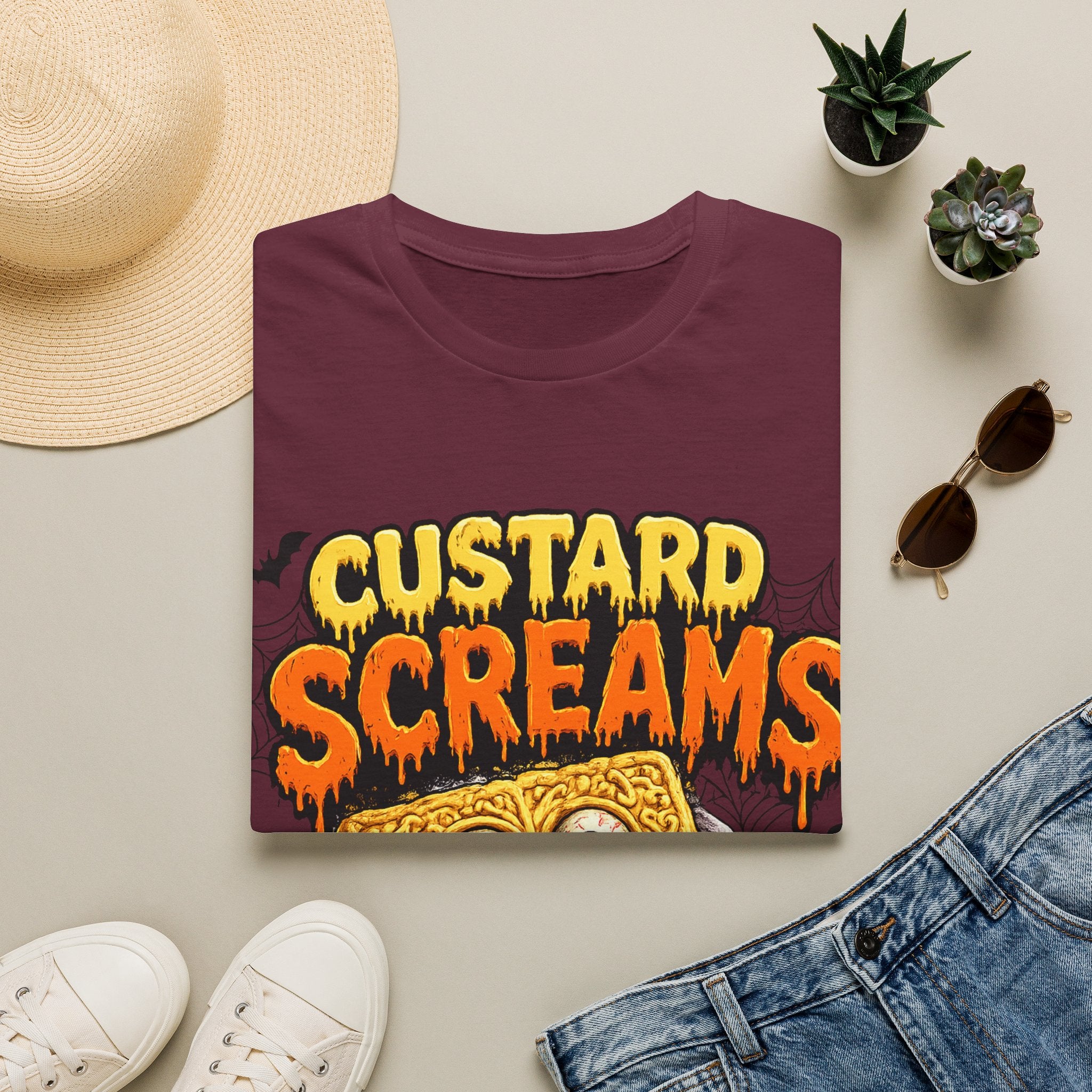 Custard Screams Halloween T-Shirt — Spooky Dessert Graphic Tee