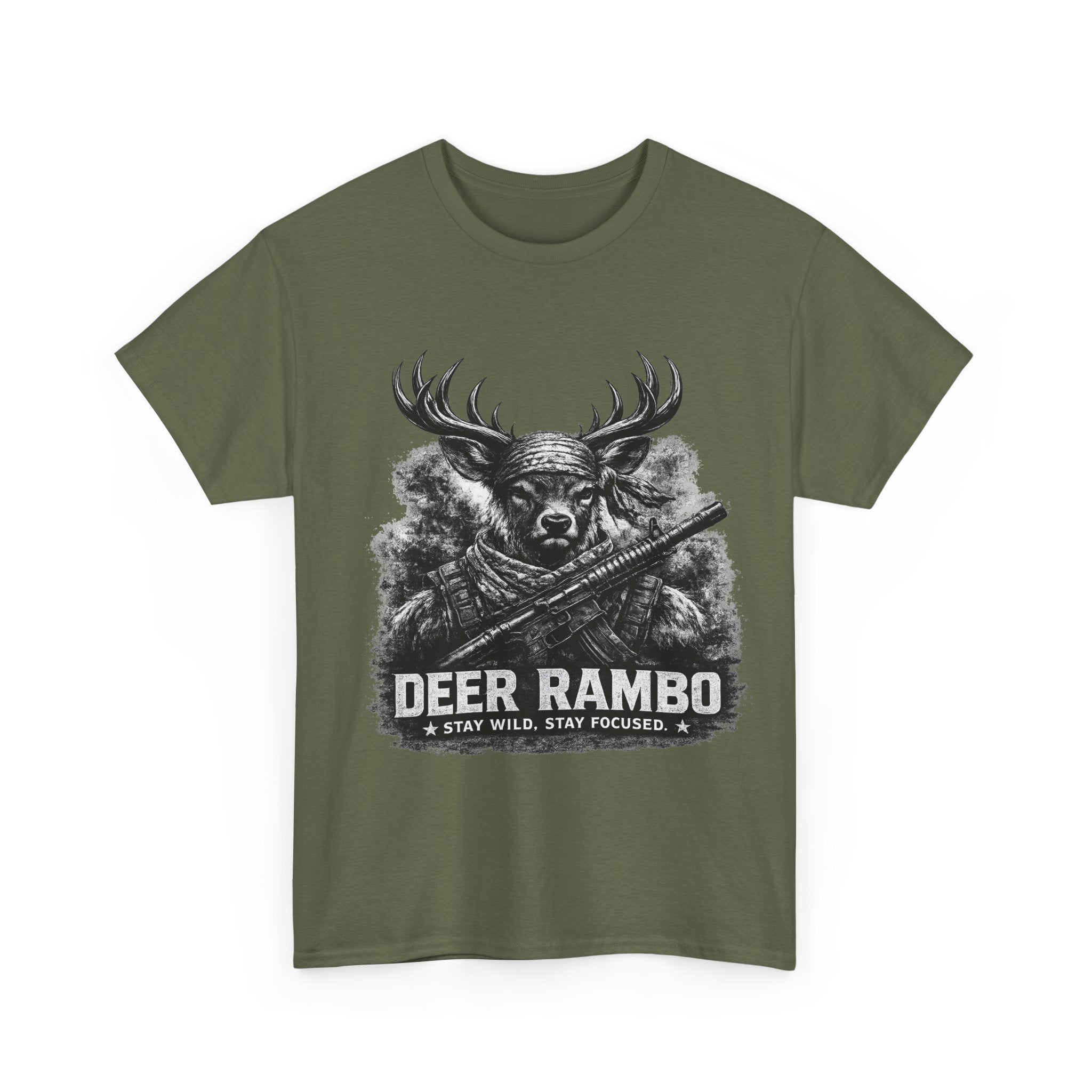 Deer Rambo Skull T-Shirt | Hunter Gift | Woodland Deer Shirt | Rustic Outdoor Tee | Unisex Shirt