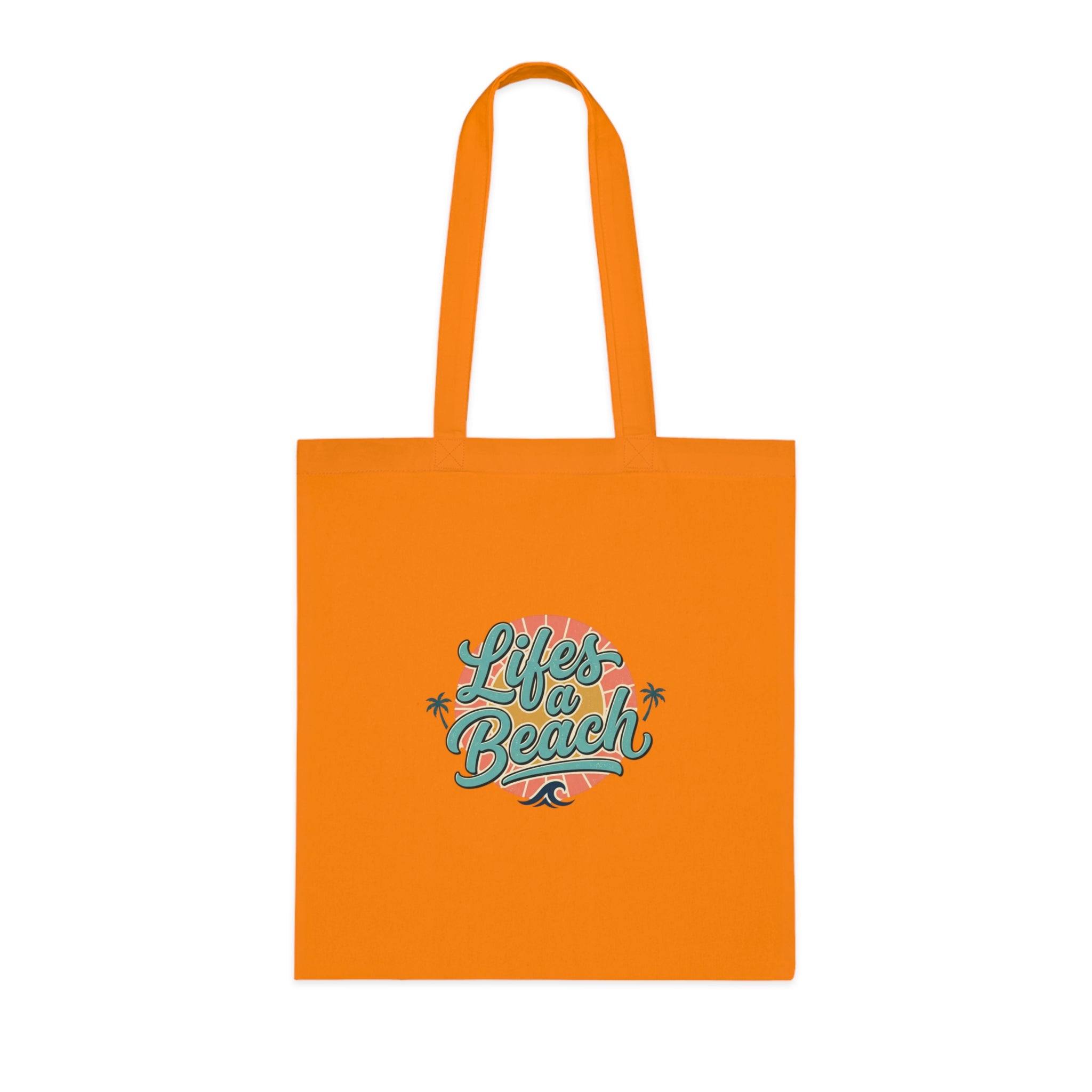 Life's a Beach Cotton Tote — Retro Surf Beach Bag with Palm Trees