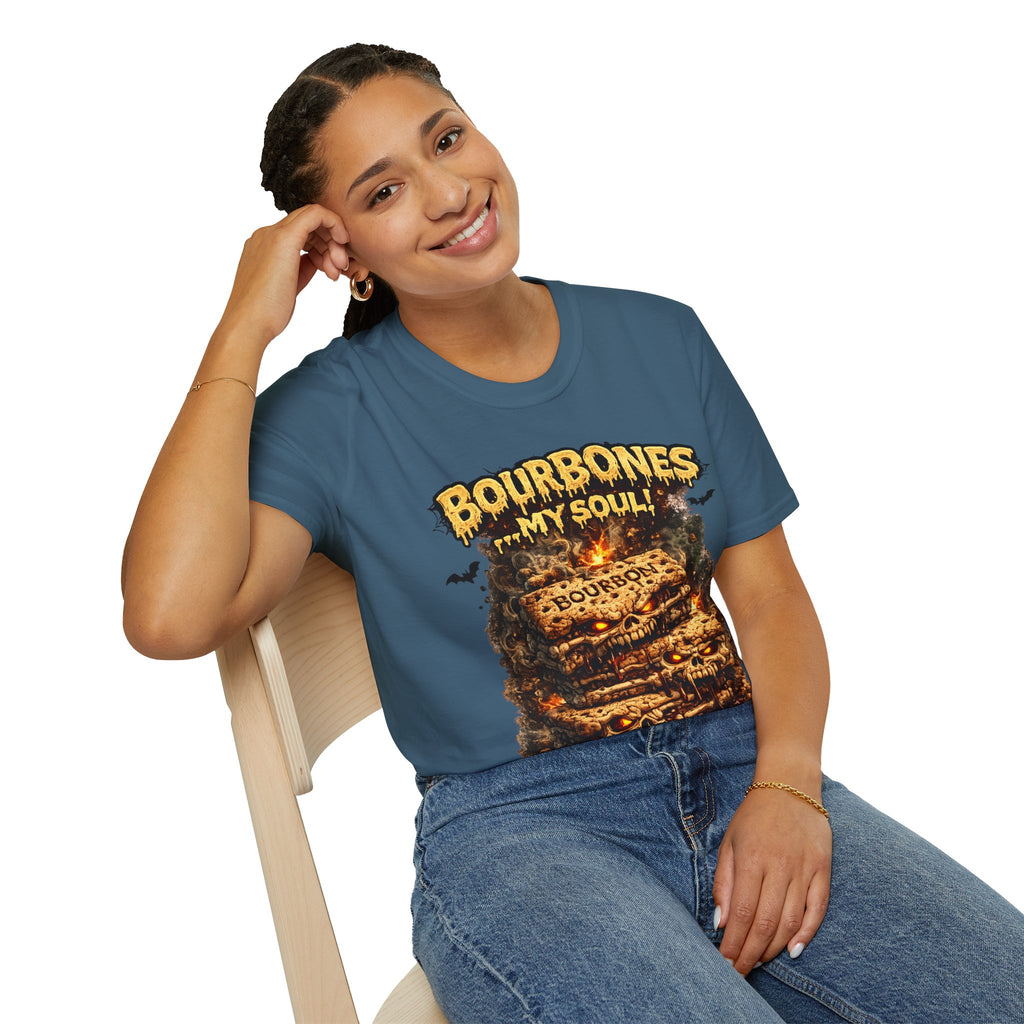 Bourbones My Soul T‑Shirt — Vintage Whiskey Skull Graphic Tee