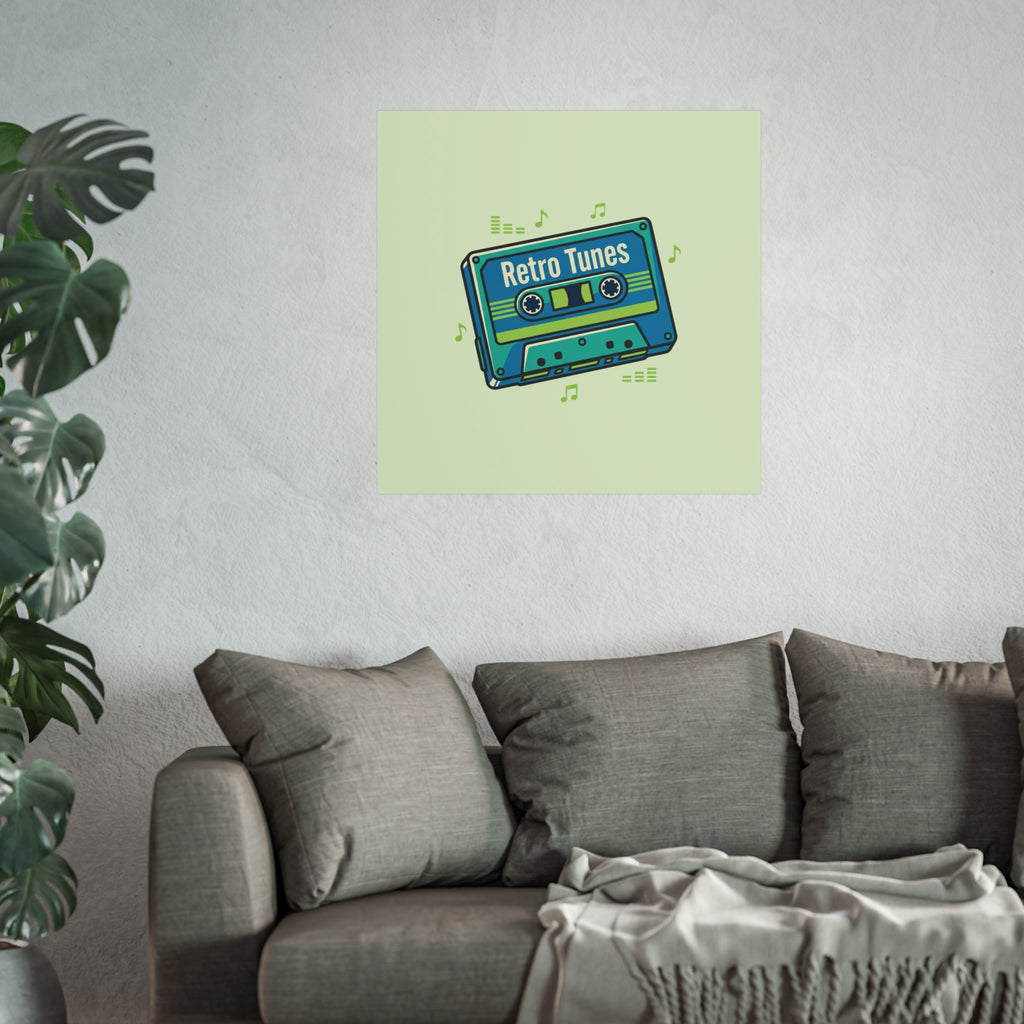 Retro Tunes Cassette Poster — Vintage Music Wall Art