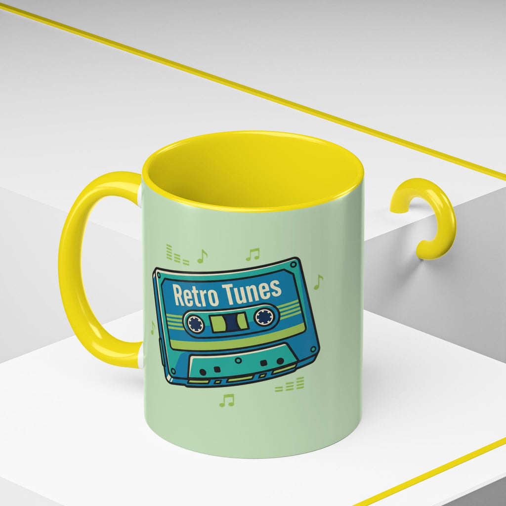 Retro Tunes Accent Coffee Mug — Cassette Tape Music Lovers Gift (11/15oz)