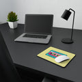 Yellow Retro Cassette Tape Non-Slip Gaming Mouse Pad | Vintage 80s Music Desk Mat