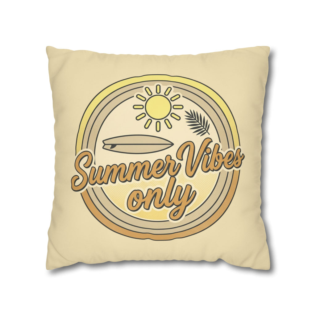Summer Vibes Only Pillowcase — Retro Surf Beach Decorative Throw Pillow