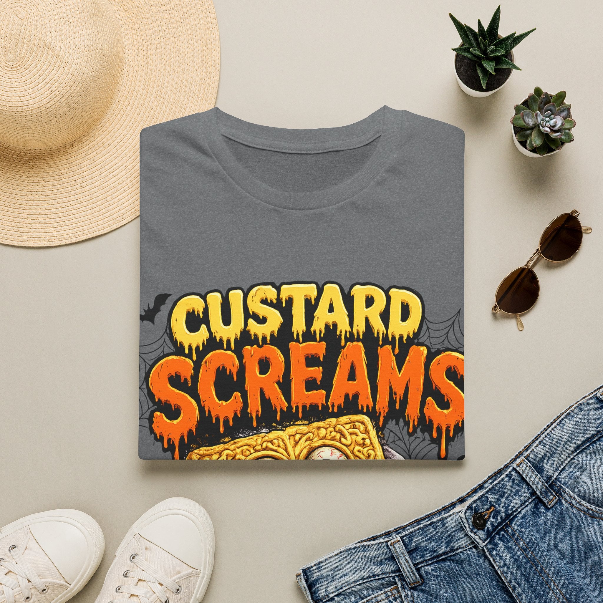 Custard Screams Halloween T-Shirt — Spooky Dessert Graphic Tee