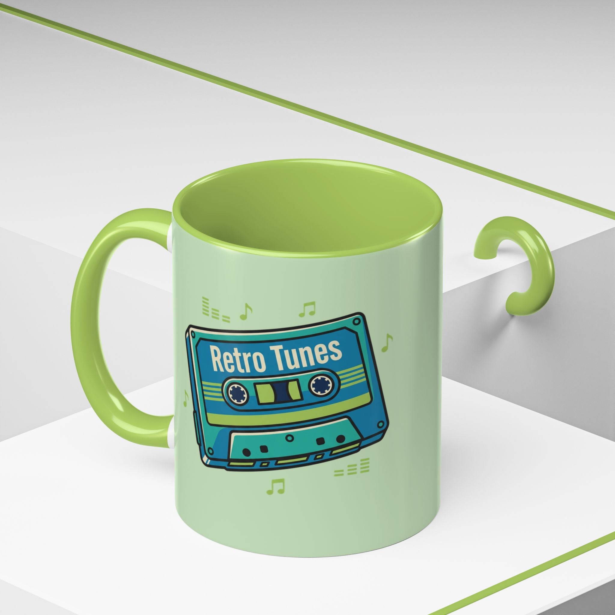 Retro Tunes Accent Coffee Mug — Cassette Tape Music Lovers Gift (11/15oz)