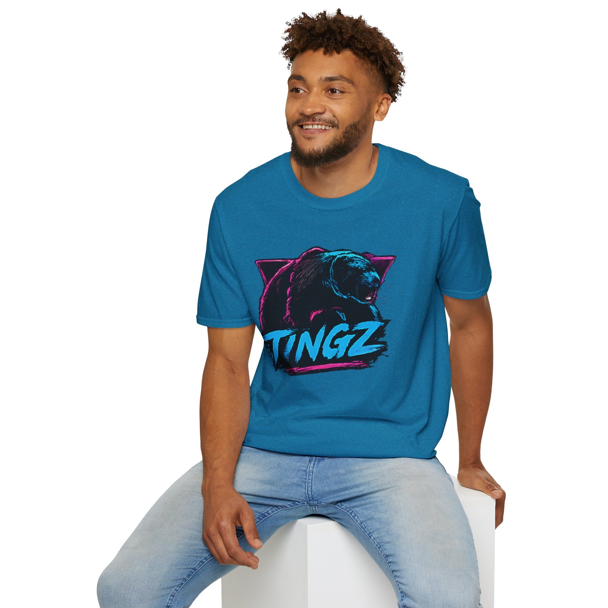 Bear TINGZ Graphic T-Shirt —  Retro Neon Crew Tee