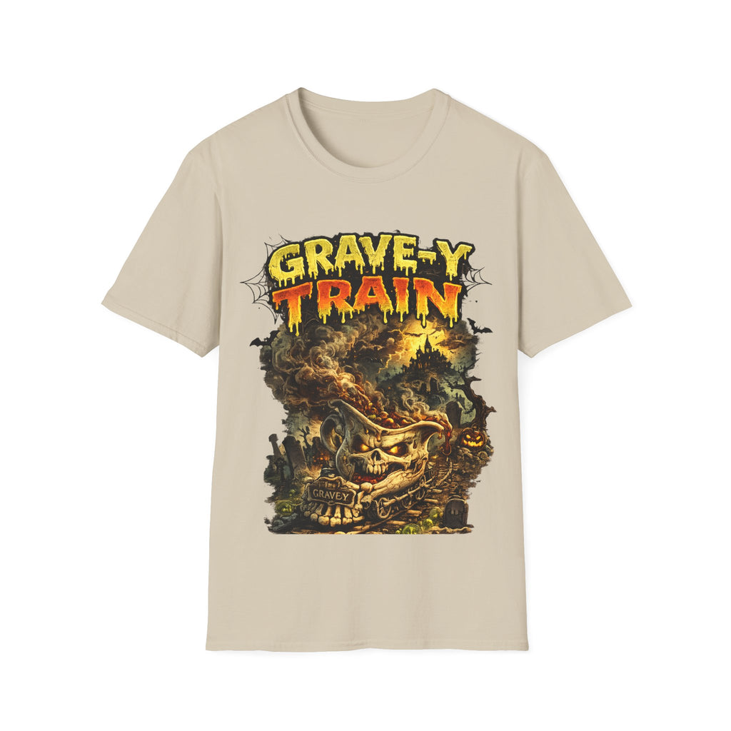 Grave-Y Train T-Shirt — Retro Horror Skull Graphic Tee